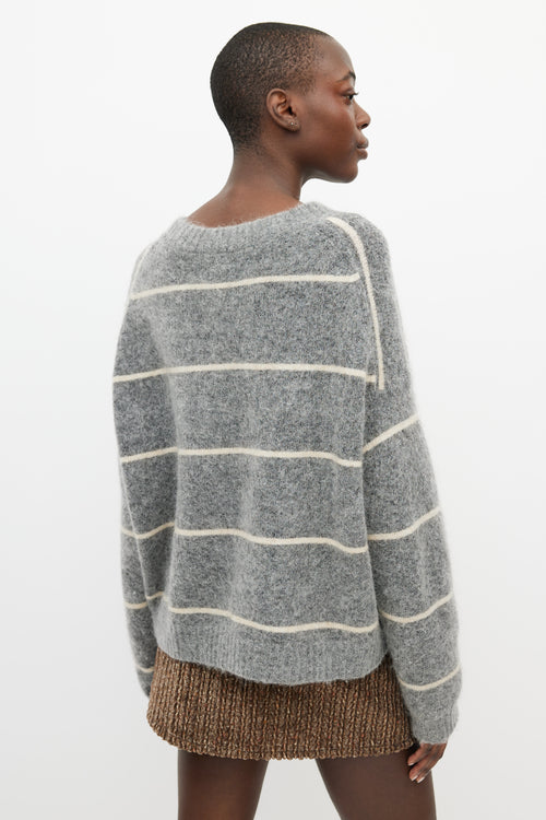 Acne Studios Grey & Cream Wool Knit Striped Sweater