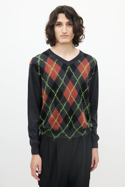 Acne Studios Grey & Multicolour Wool Argyle Sweater