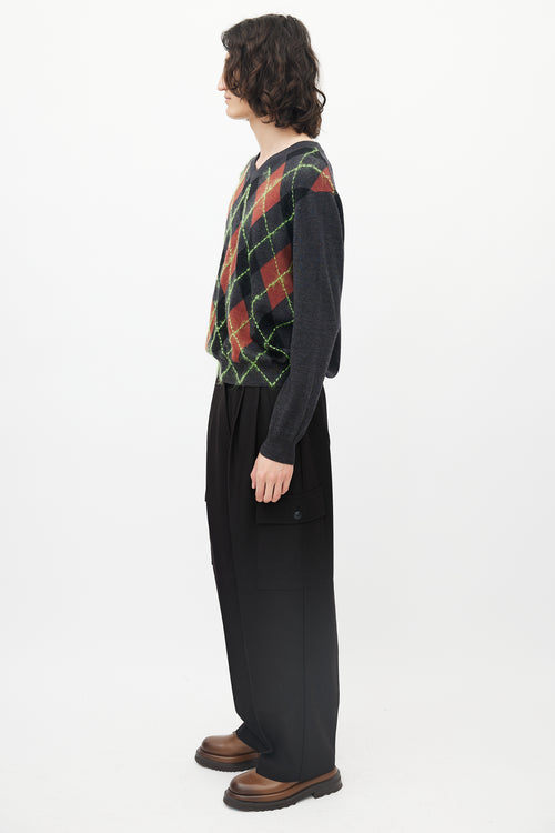 Acne Studios Grey & Multicolour Wool Argyle Sweater