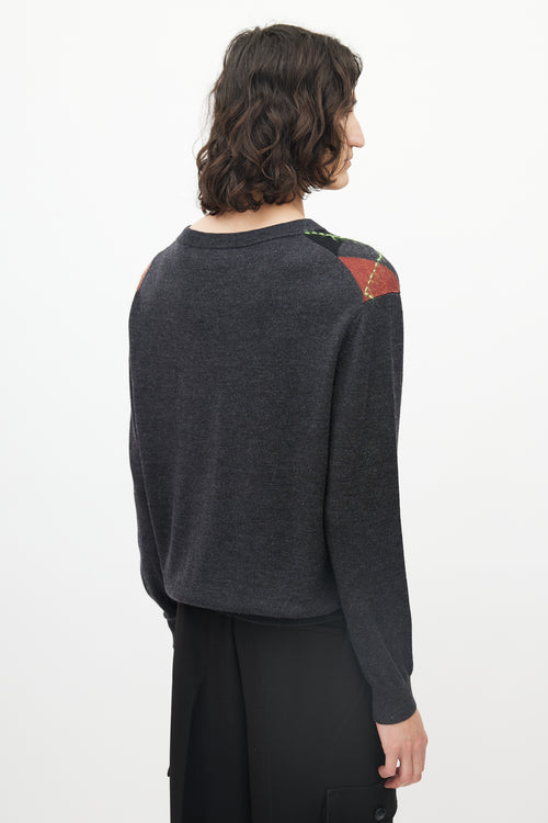 Acne Studios Grey & Multicolour Wool Argyle Sweater