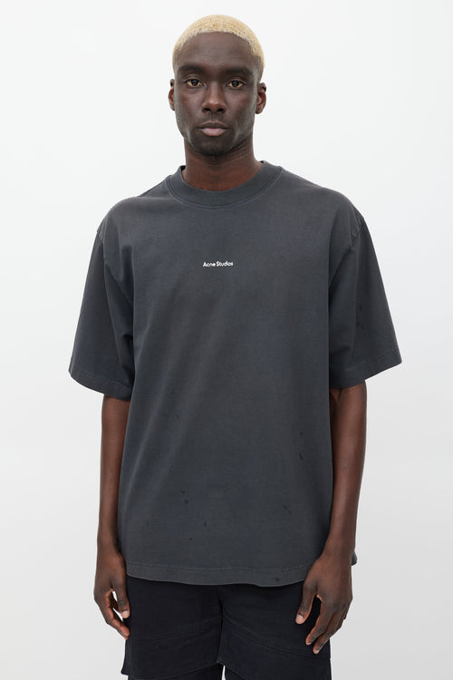 Acne Studios Dark Grey & White Logo T-shirt