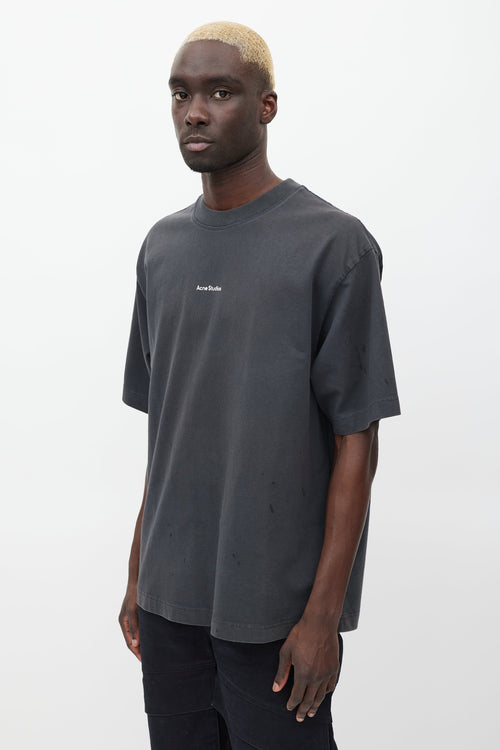 Acne Studios Dark Grey & White Logo T-shirt