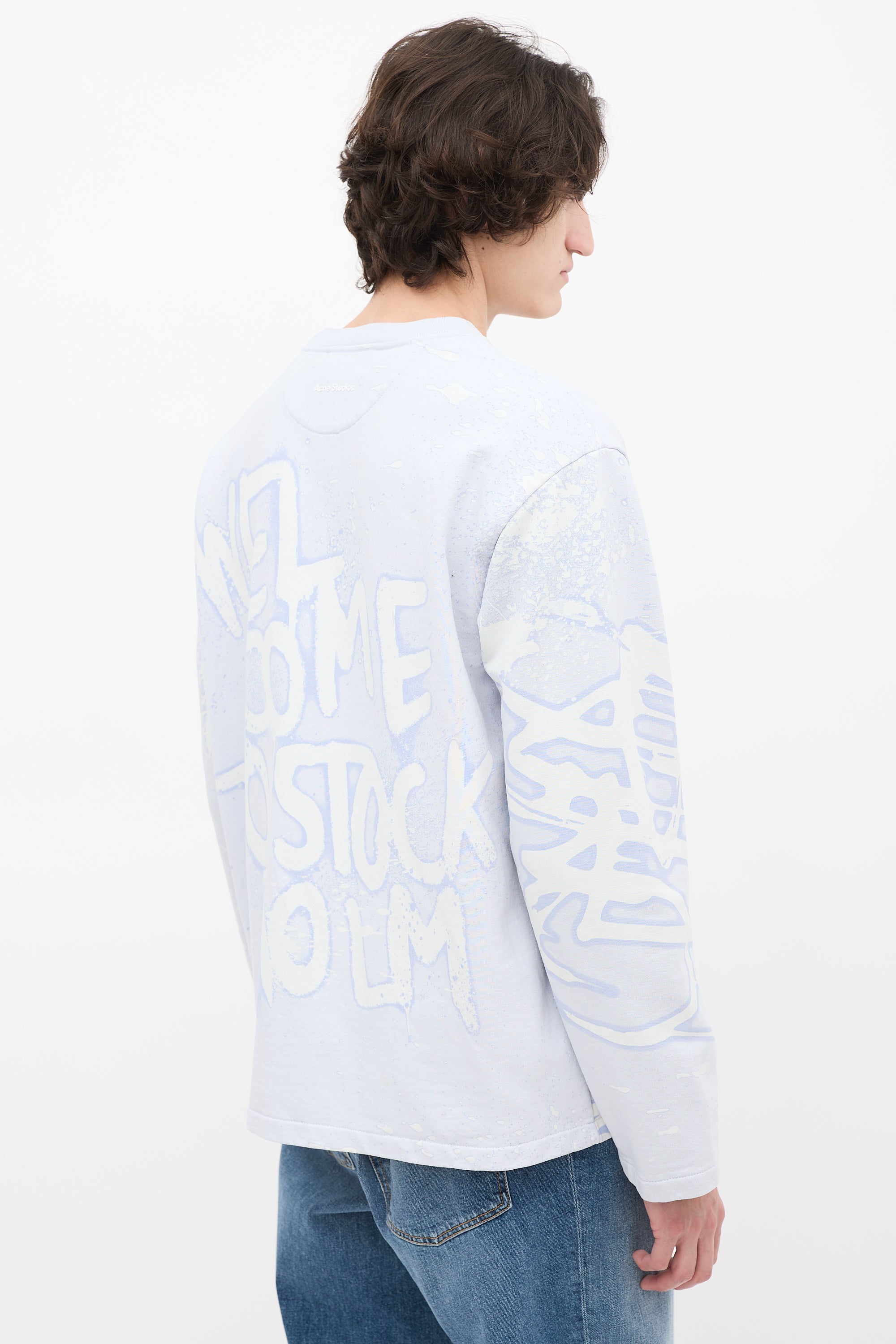 2021 Light Blue & White Graffiti Crewneck