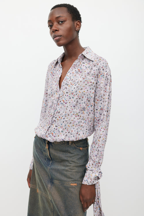 Acne Studios Light Purple & Multicolour Crowd Printed Shirt