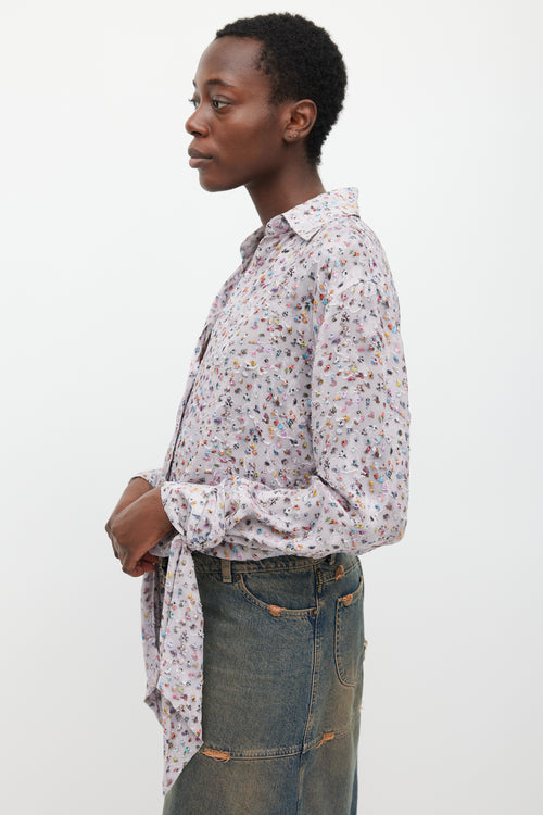 Acne Studios Light Purple & Multicolour Crowd Printed Shirt