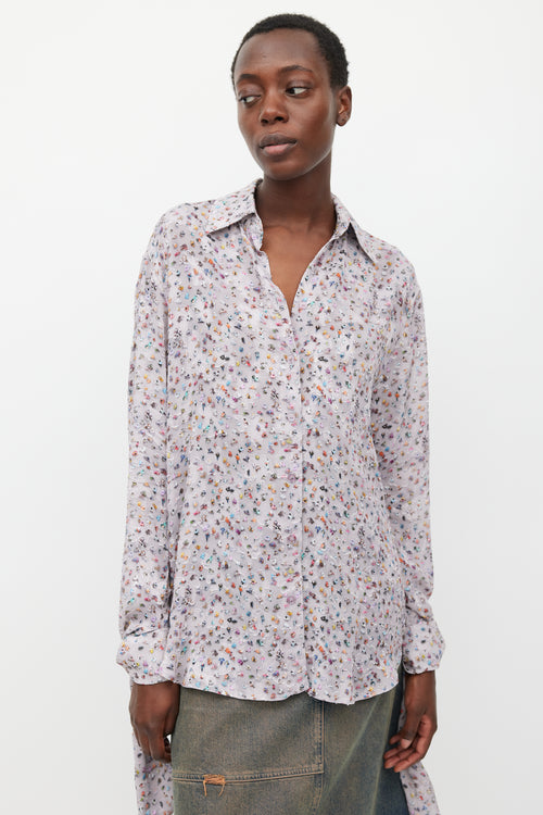 Acne Studios Light Purple & Multicolour Crowd Printed Shirt