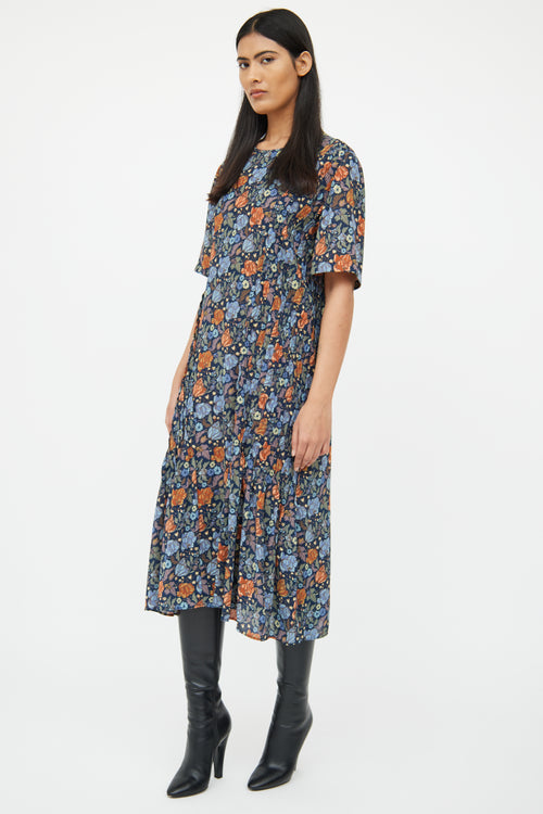 Acne Studios Navy Multi Colour Floral Dress
