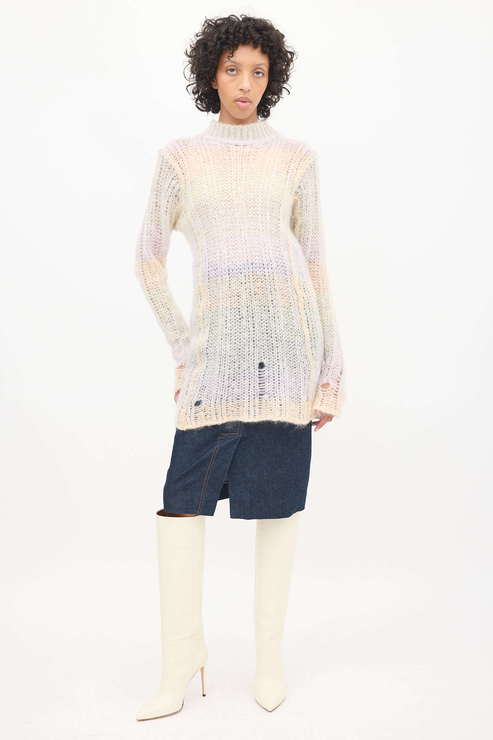 Acne Studios Multicolour Mohair Striped Mock Neck Sweater