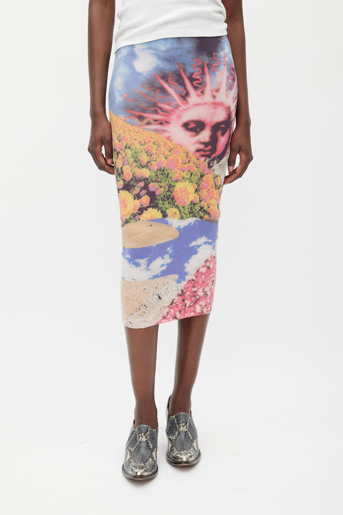 Acne Studios Multicolour Jersey Printed Midi Skirt