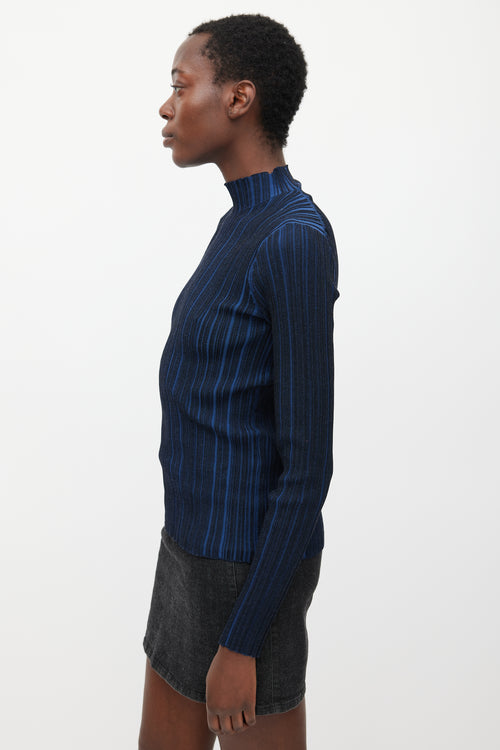 Acne Studios Navy & Black Ribbed Mock Neck Top