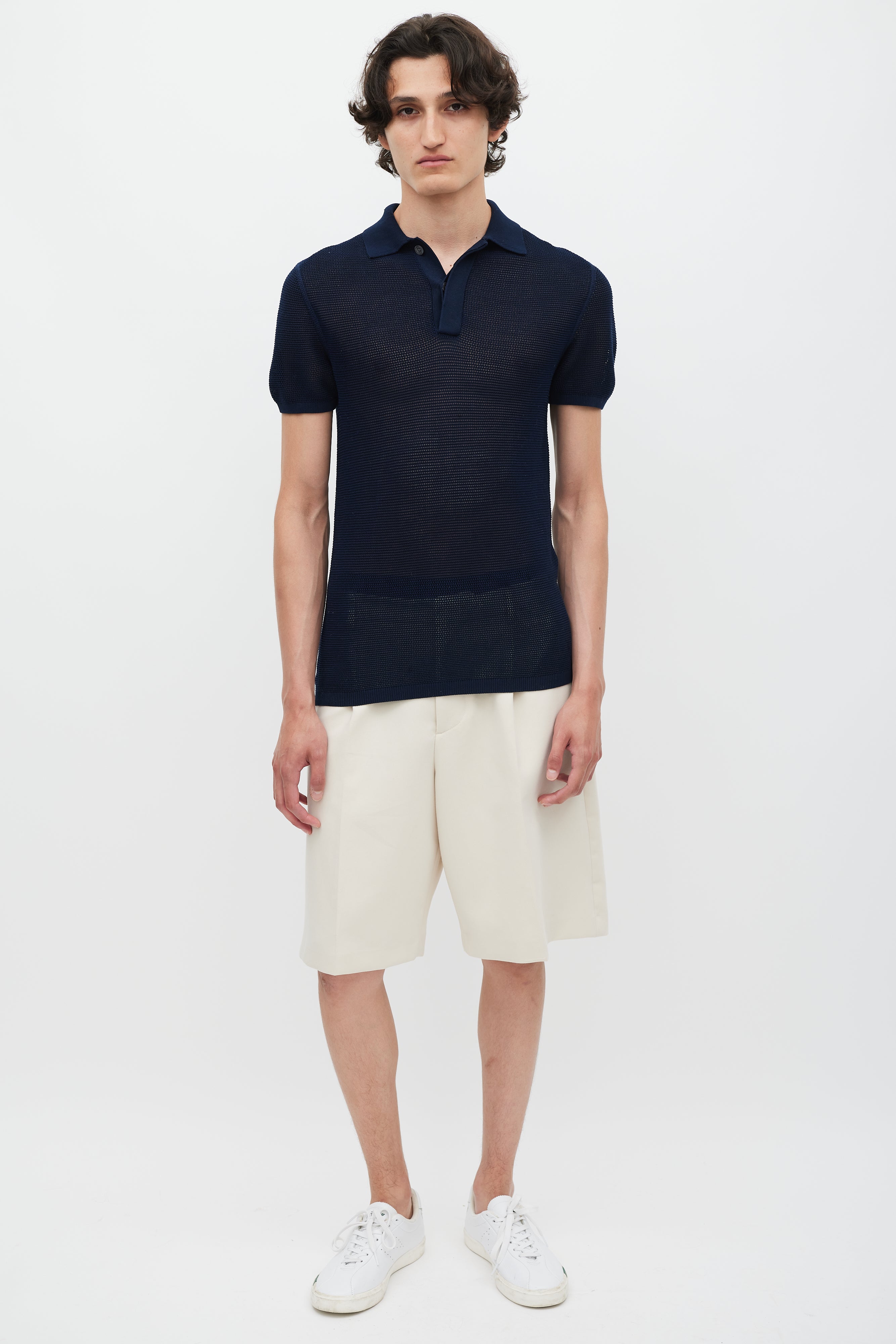 Acne Studios Navy Knit Mesh Polo