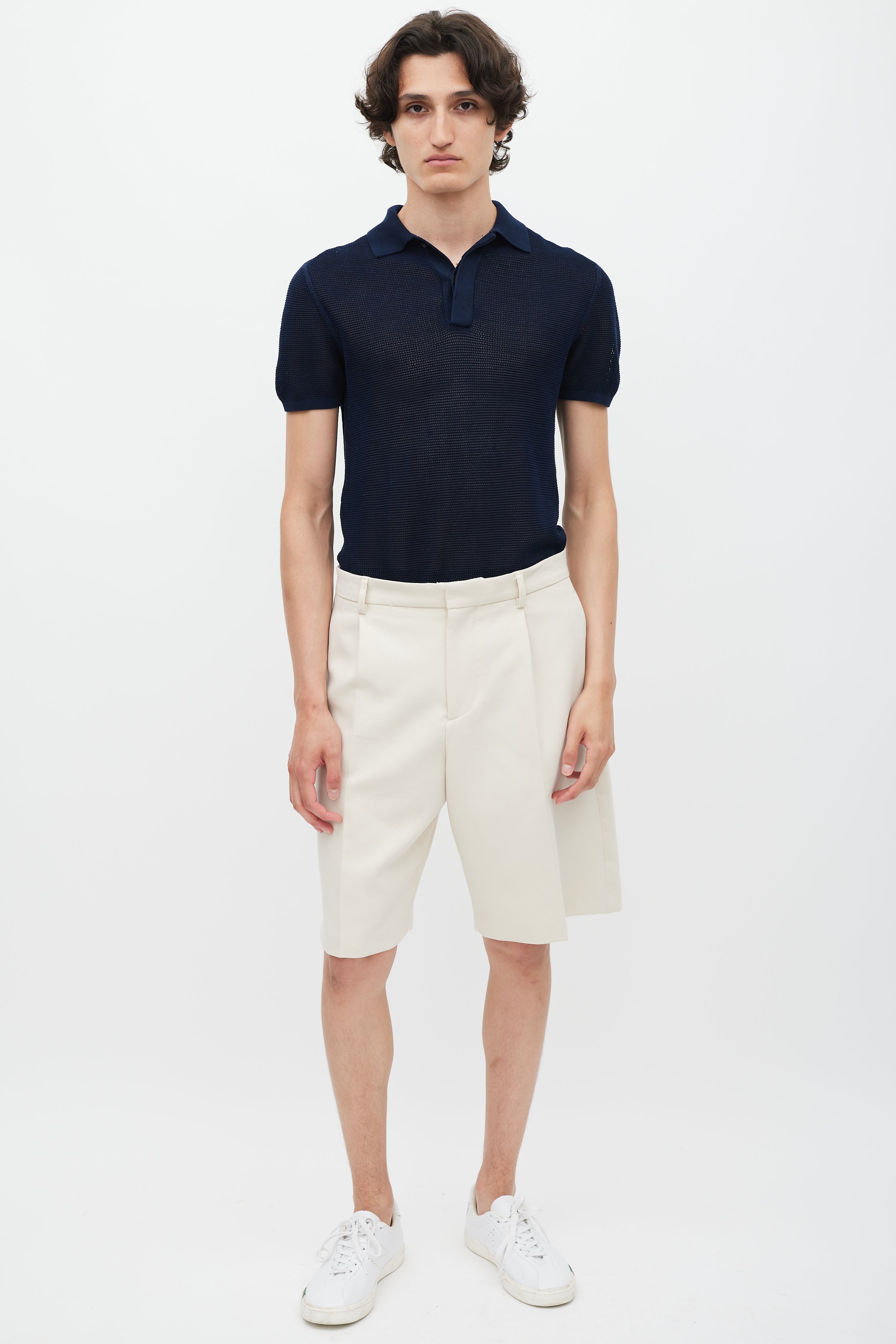 Acne Studios Navy Knit Mesh Polo