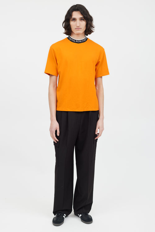 Acne Studios Orange & Multicolour Ribbed Logo T-Shirt