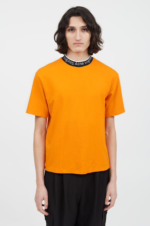 Acne Studios Orange & Multicolour Ribbed Logo T-Shirt