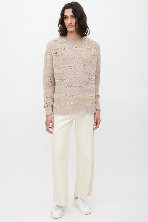 Acne Studios Pink & Beige Knit Striped Sweater