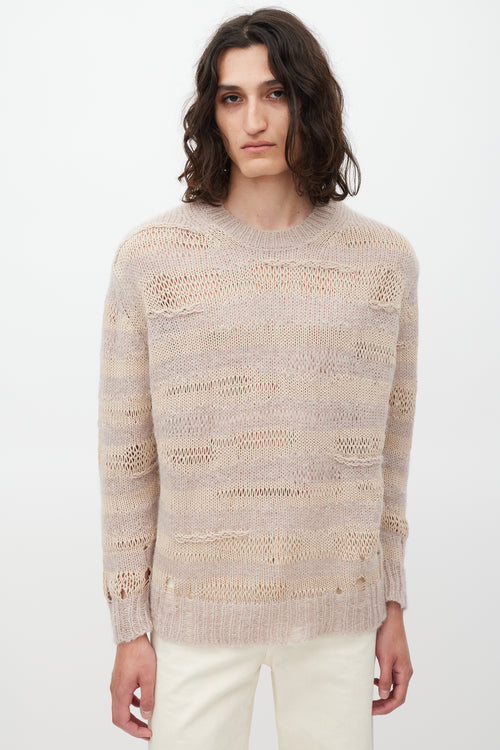 Acne Studios Pink & Beige Knit Striped Sweater