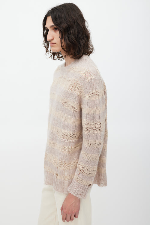 Acne Studios Pink & Beige Knit Striped Sweater