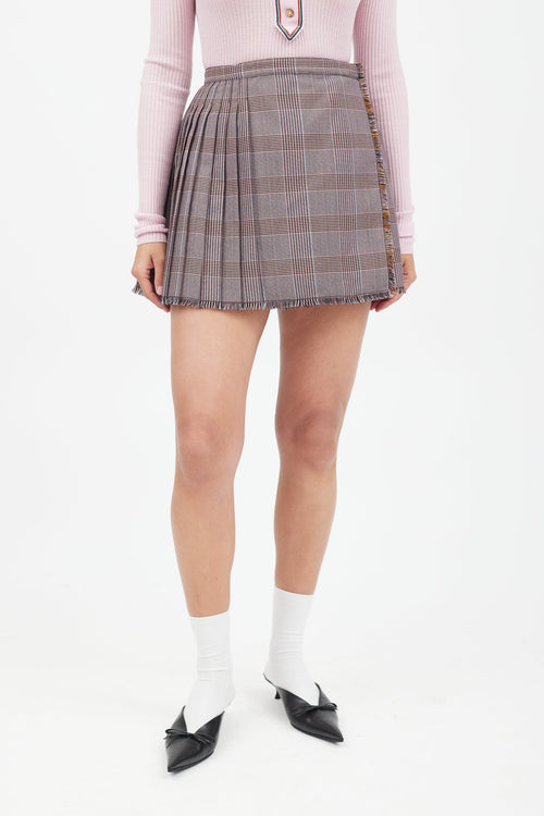 Acne Studios Pink & Blue Plaid Pleated Skirt