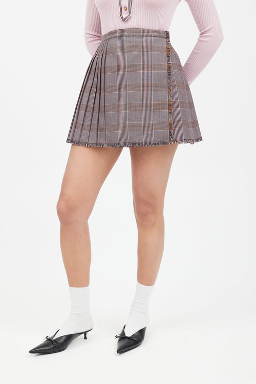 Acne Studios Pink & Blue Plaid Pleated Skirt