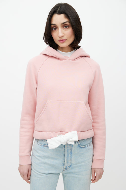 Acne Studios Pink & White Cropped Drawstring Hoodie