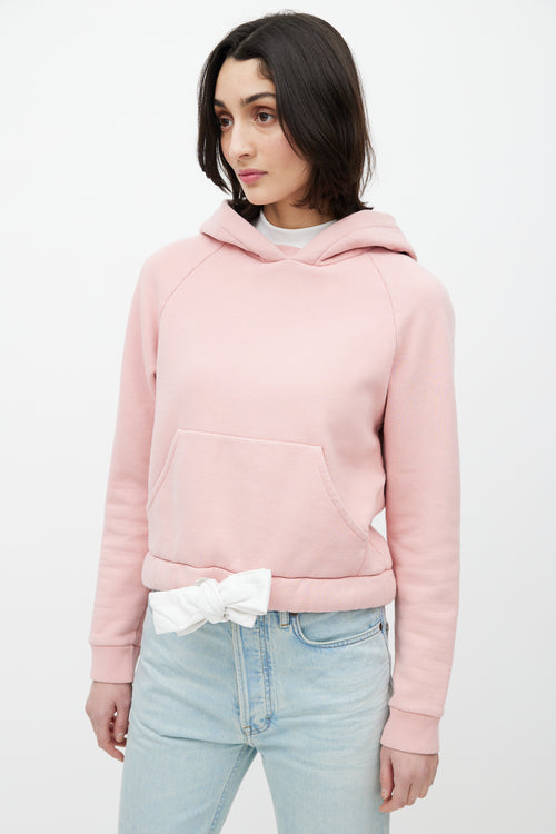 Acne Studios Pink & White Cropped Drawstring Hoodie