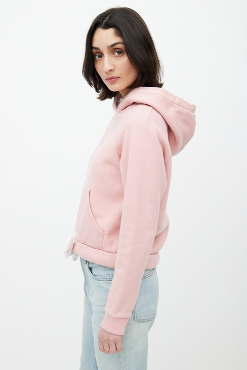 Acne Studios Pink & White Cropped Drawstring Hoodie
