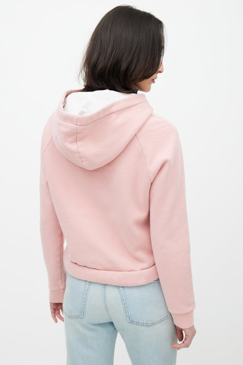 Acne Studios Pink & White Cropped Drawstring Hoodie