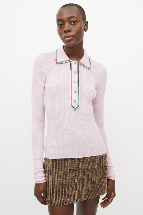 Acne Studios Pink & Multicolour Ribbed Polo