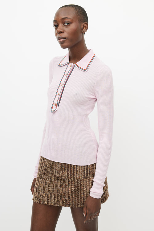 Acne Studios Pink & Multicolour Ribbed Polo