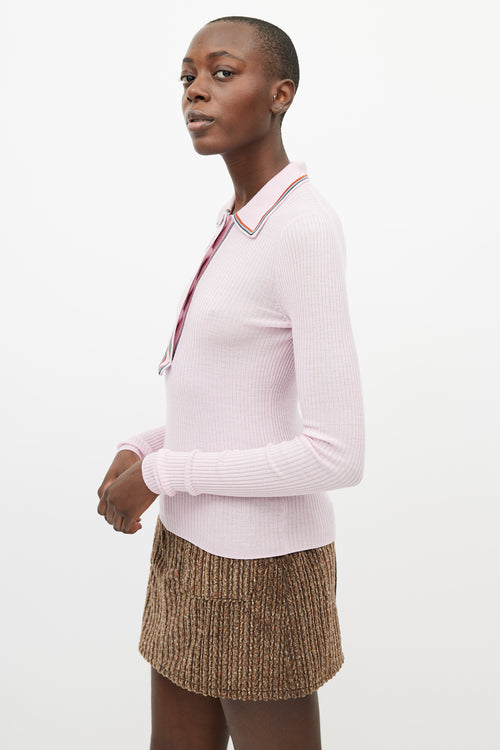 Acne Studios Pink & Multicolour Ribbed Polo