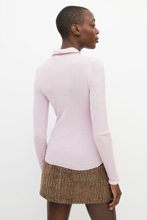Acne Studios Pink & Multicolour Ribbed Polo