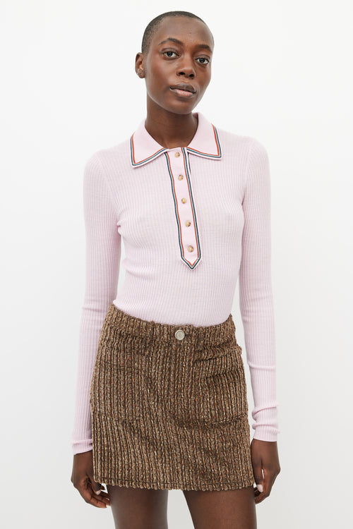 Acne Studios Pink & Multicolour Ribbed Polo