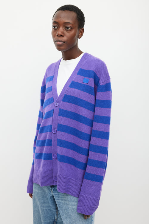 Acne Studios Purple & Blue Wool Striped Cardigan