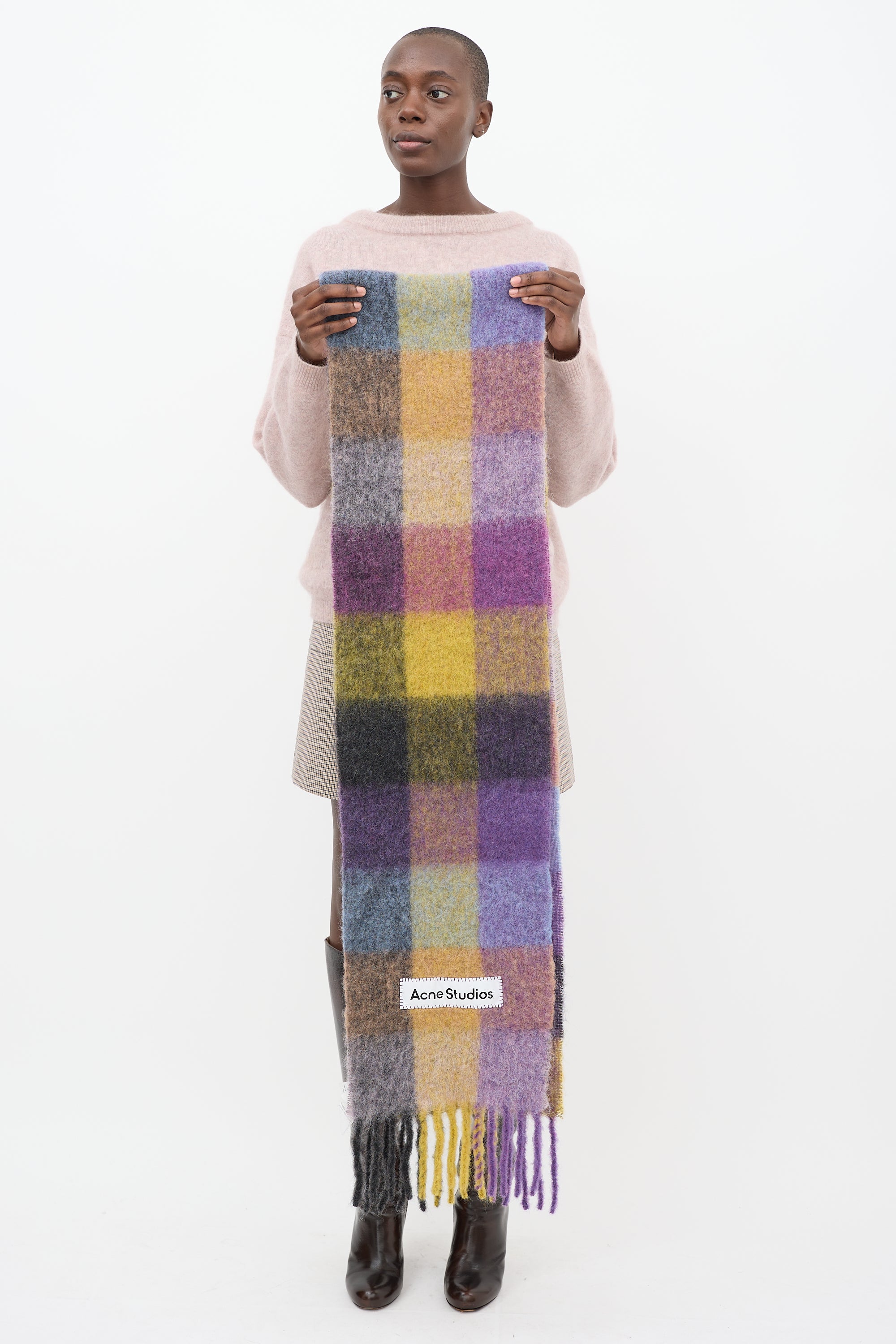 Acne Studios Purple & Yellow Wool Checkered Scarf