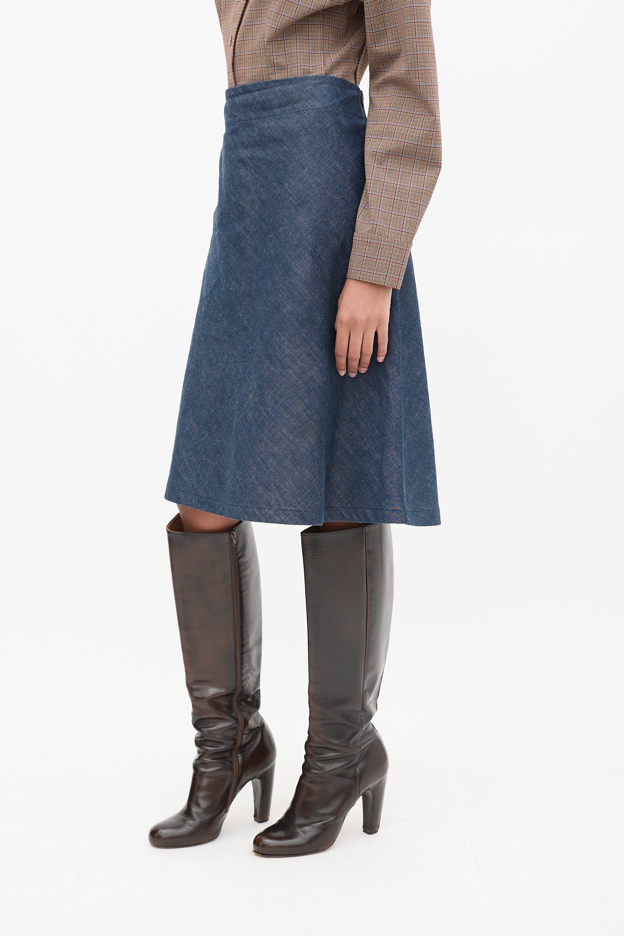 Acne Studios Raw Denim A-Line Midi Skirt