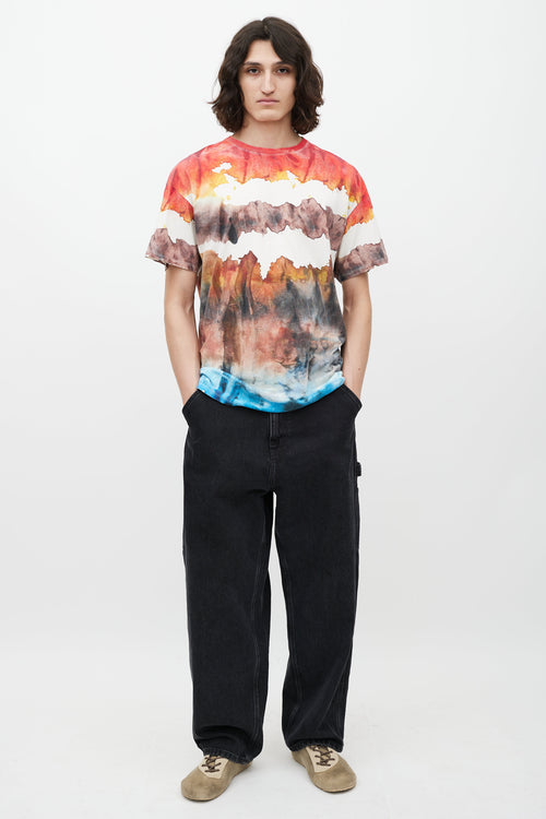 Acne Studios Red & Multicolour Watercolour T-Shirt