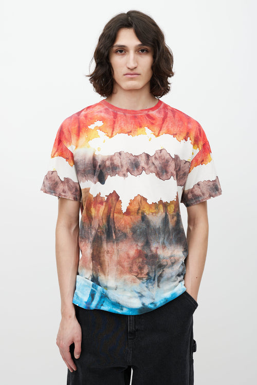 Acne Studios Red & Multicolour Watercolour T-Shirt