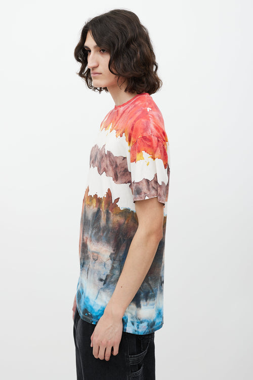 Acne Studios Red & Multicolour Watercolour T-Shirt