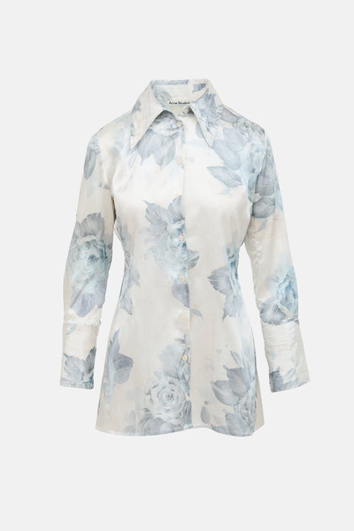 Acne Studios Satin Floral Blouse