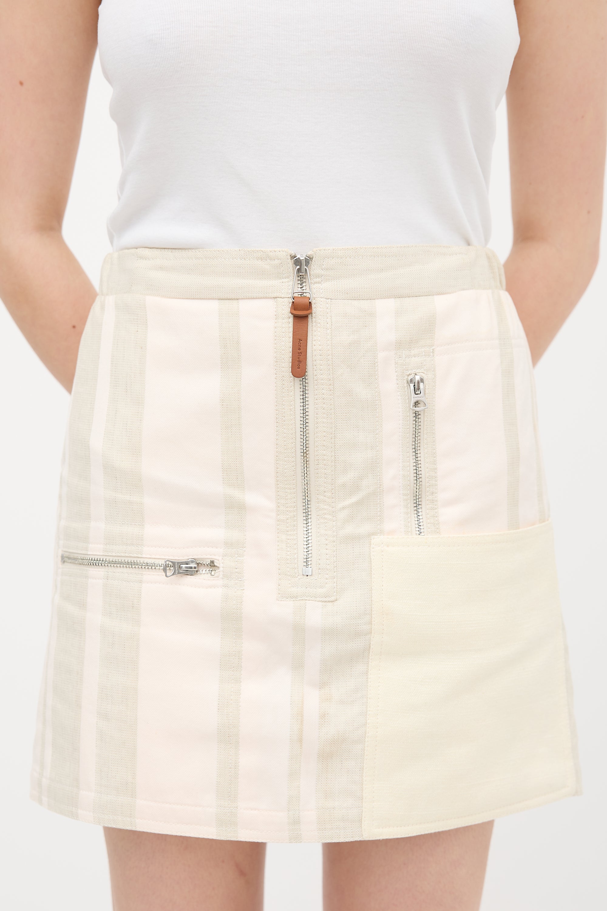 Acne Studios Striped Zip Fly Skirt