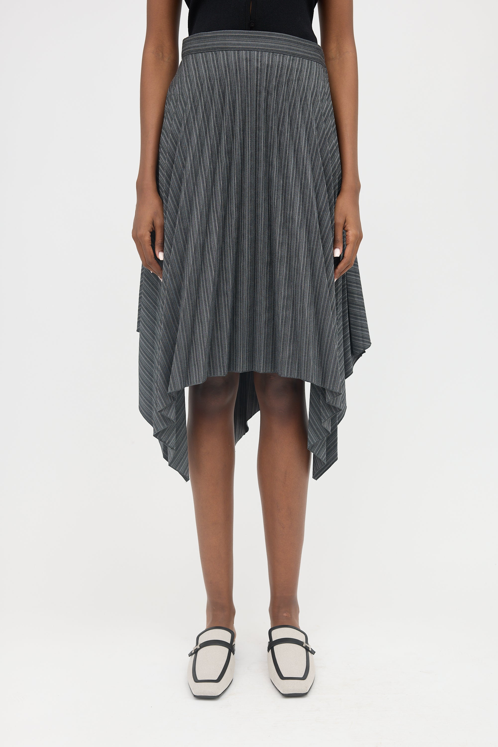 Acne Studios Wool Pleated Striped Skirt