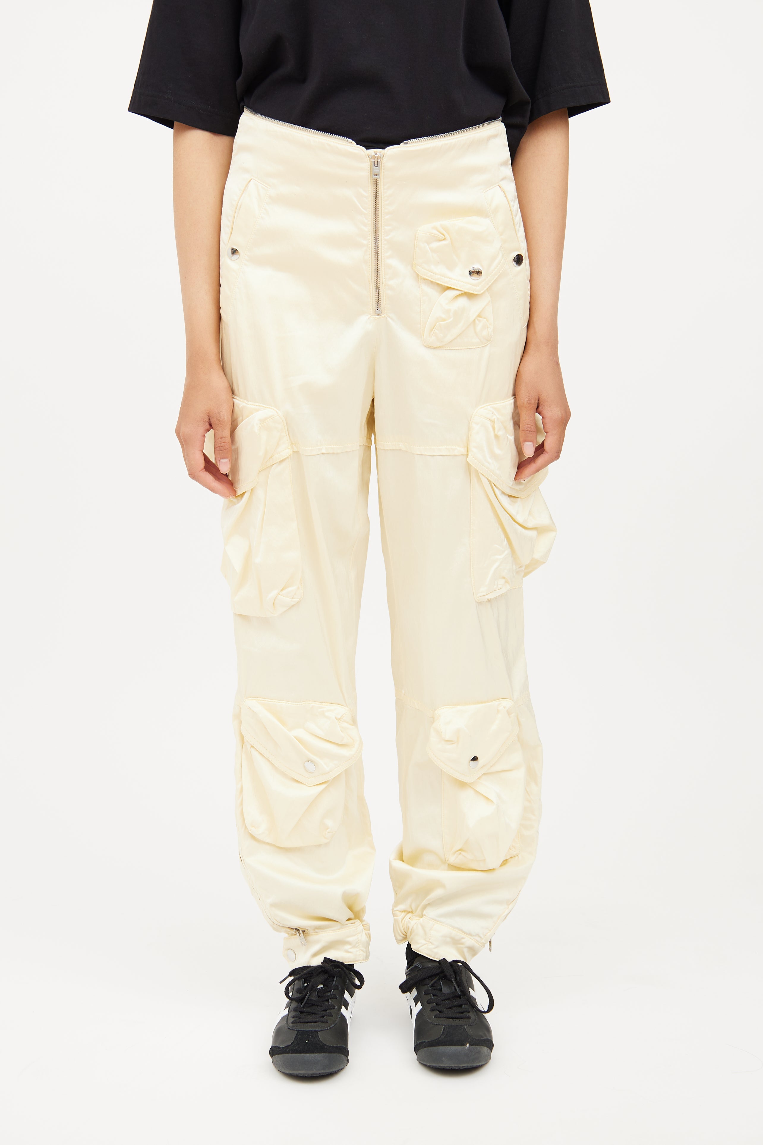 Acne Studios Yellow Zip Satin Cargo Pant