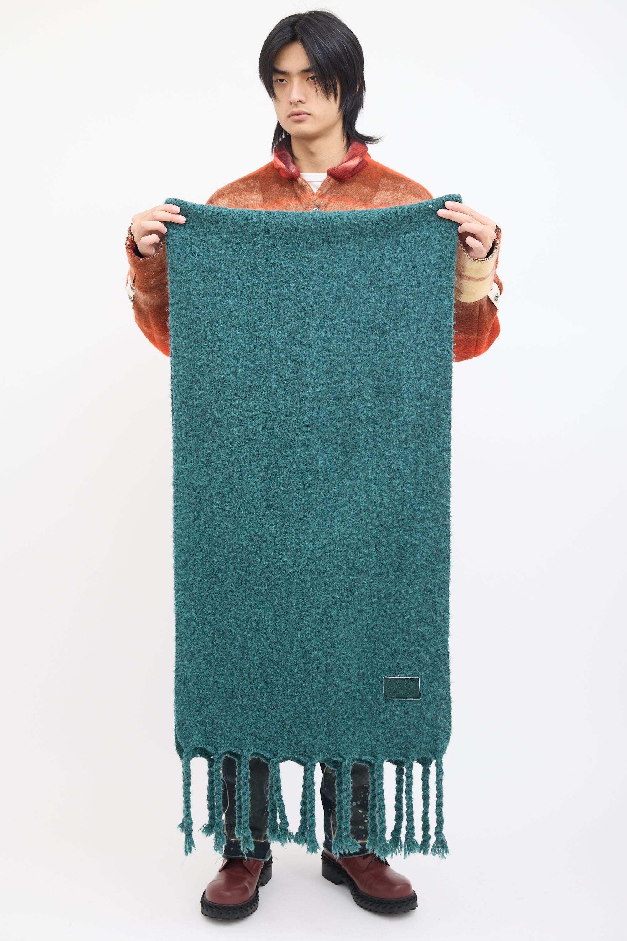 ADER Error Green Wool Knit Muffler 02 Scarf