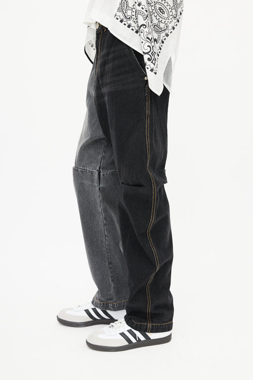 Ader Error Black & Grey Eclipse Panelled Denim Jeans