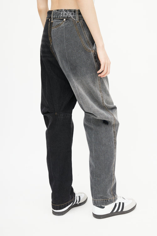 Ader Error Black & Grey Eclipse Panelled Denim Jeans