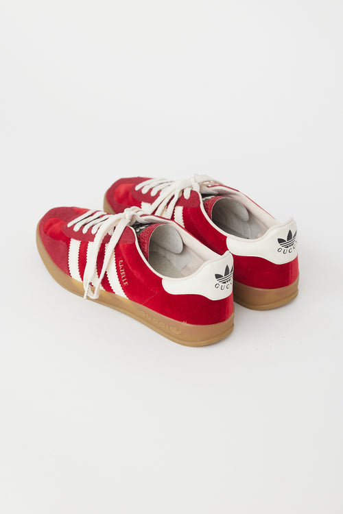 Gucci X Adidas Red Velvet & Suede Gazelle Sneaker