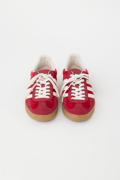 Gucci X Adidas Red Velvet & Suede Gazelle Sneaker