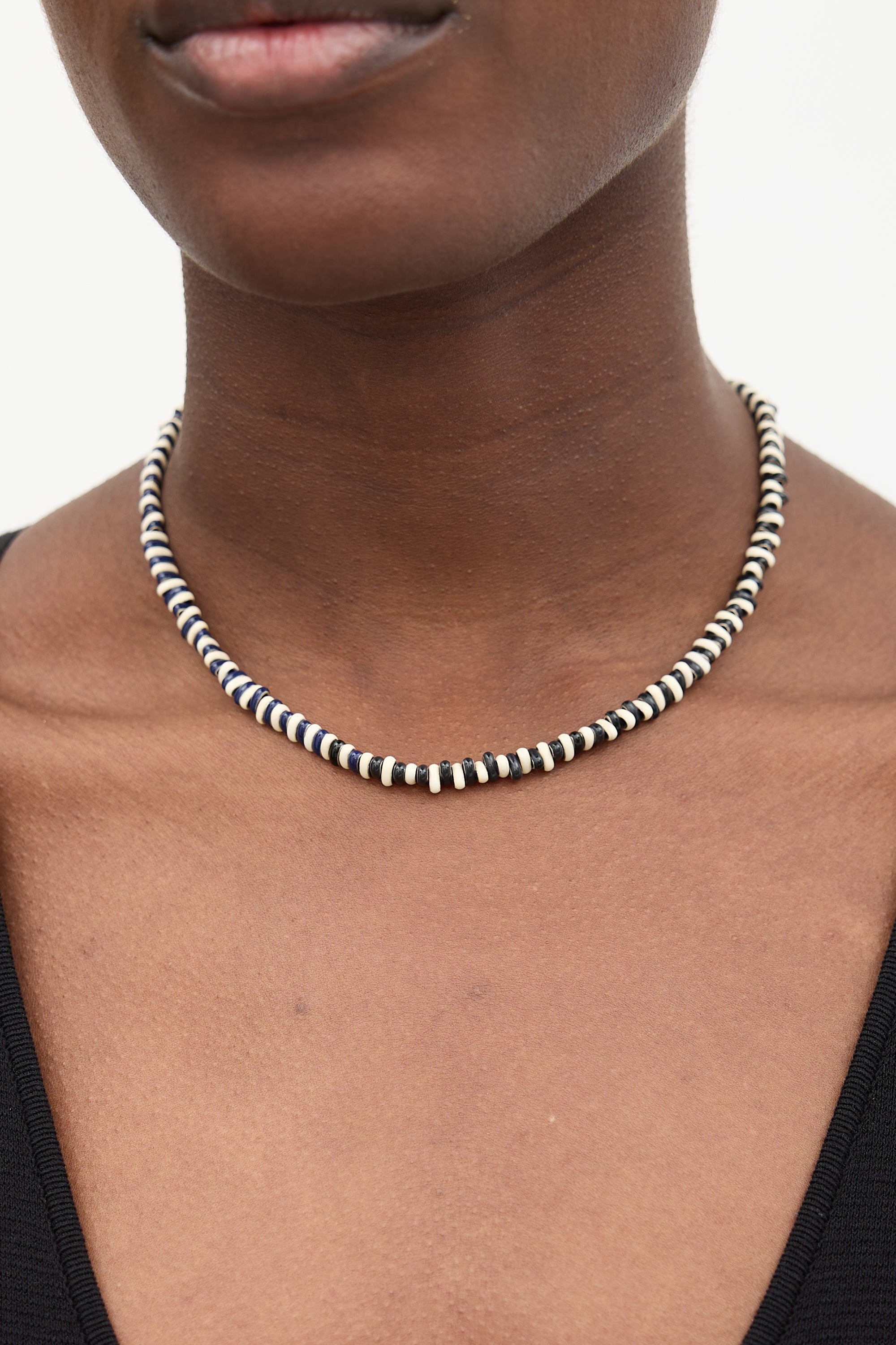 Adina Reyter Enamelled Sterling Silver Midnight Stripes Necklace