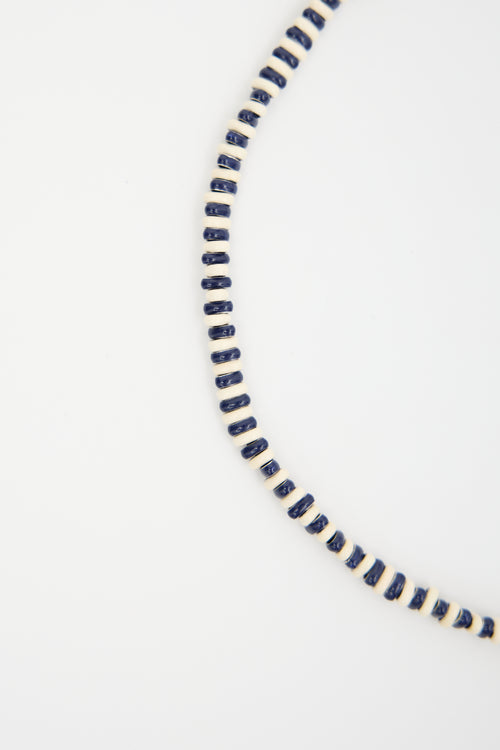 Adina Reyter Enamelled Sterling Silver Midnight Stripes Necklace