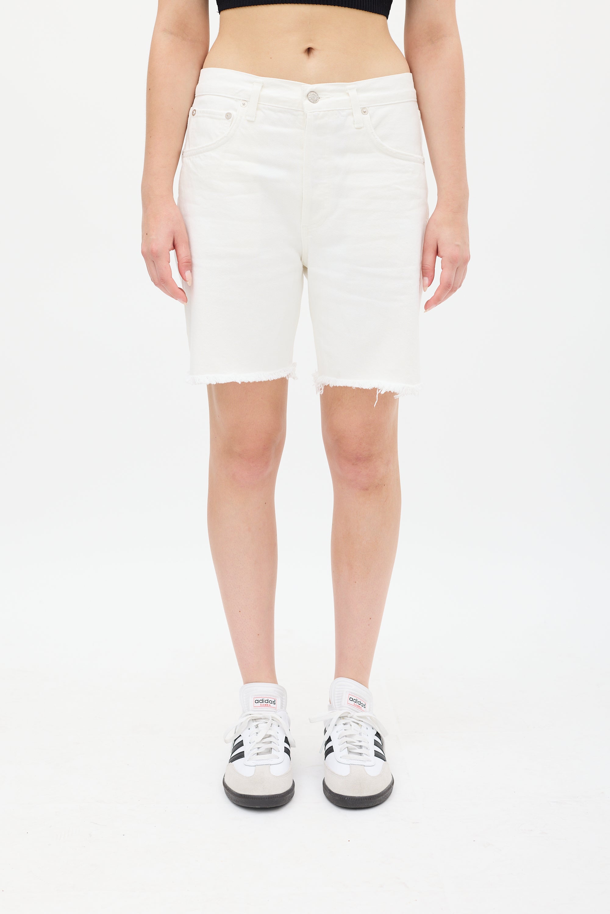 Agolde White Denim Rumi Shorts